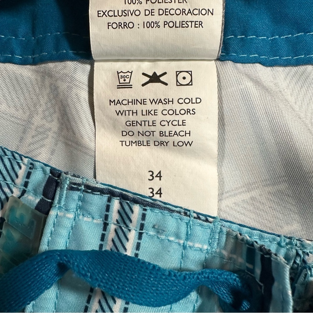 Nike Board Shorts Mens Size 34 Blue Plaid Drawstring Swim Surf Trunks - Picture 5 of 8